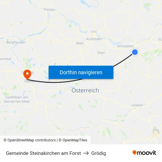Gemeinde Steinakirchen am Forst to Grödig map