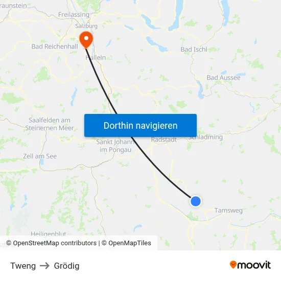 Tweng to Grödig map