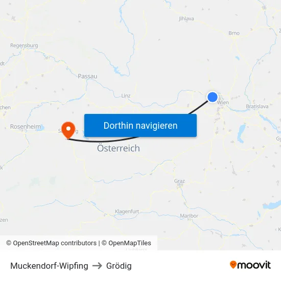 Muckendorf-Wipfing to Grödig map