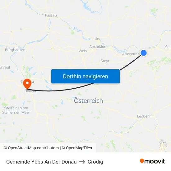 Gemeinde Ybbs An Der Donau to Grödig map