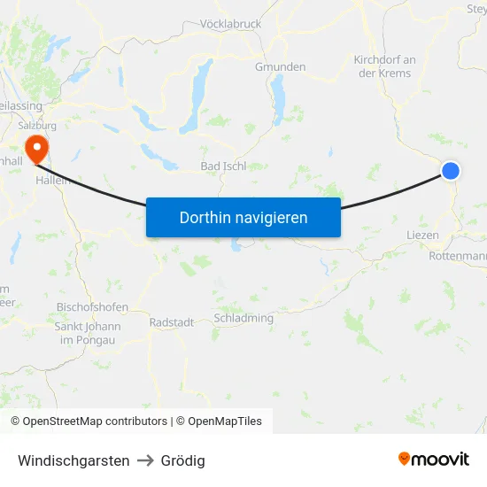 Windischgarsten to Grödig map