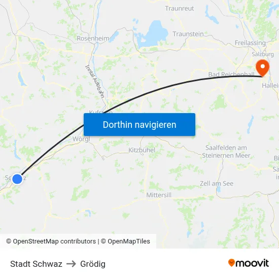 Stadt Schwaz to Grödig map