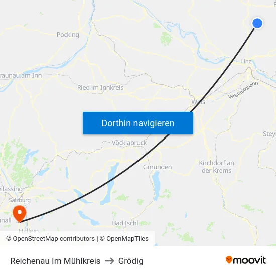 Reichenau Im Mühlkreis to Grödig map