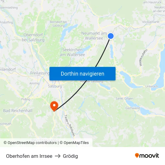 Oberhofen am Irrsee to Grödig map