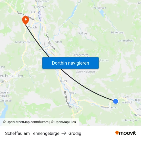 Scheffau am Tennengebirge to Grödig map
