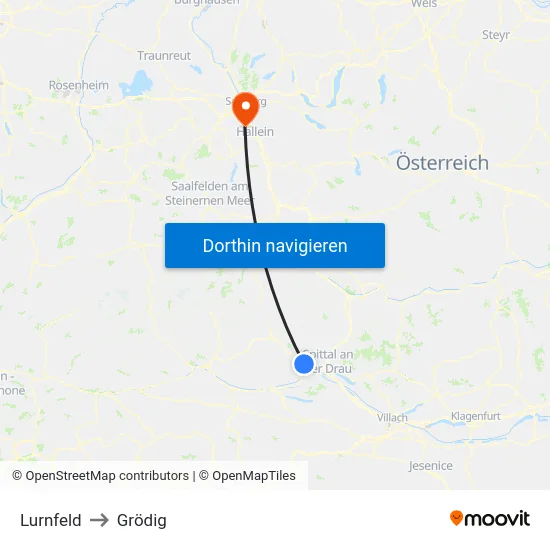 Lurnfeld to Grödig map