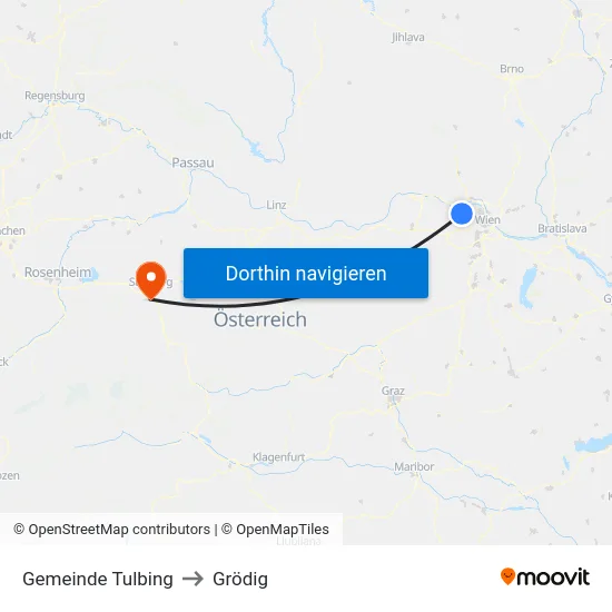 Gemeinde Tulbing to Grödig map