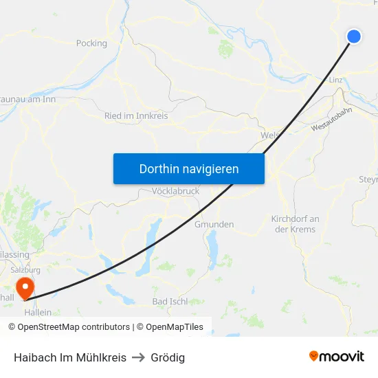 Haibach Im Mühlkreis to Grödig map