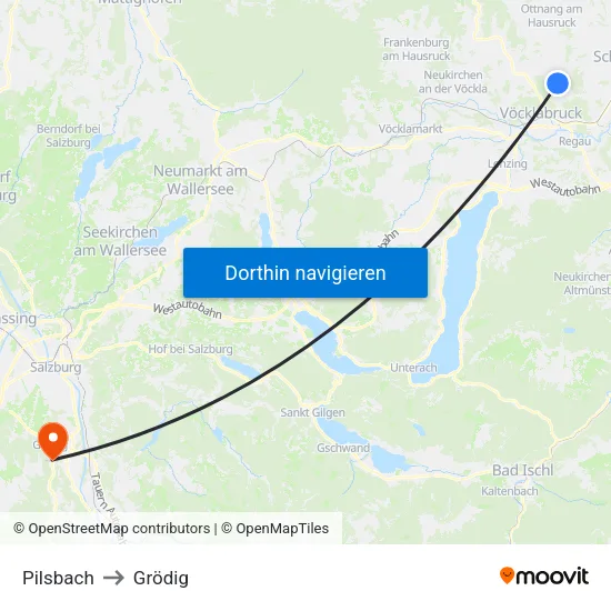 Pilsbach to Grödig map