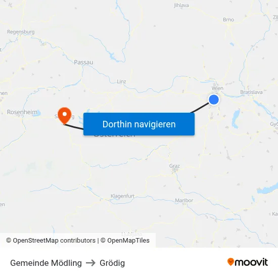 Gemeinde Mödling to Grödig map