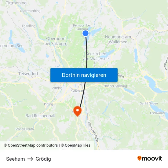 Seeham to Grödig map