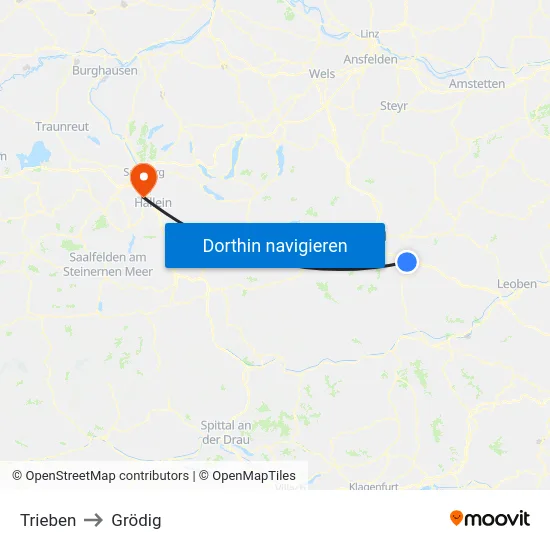 Trieben to Grödig map