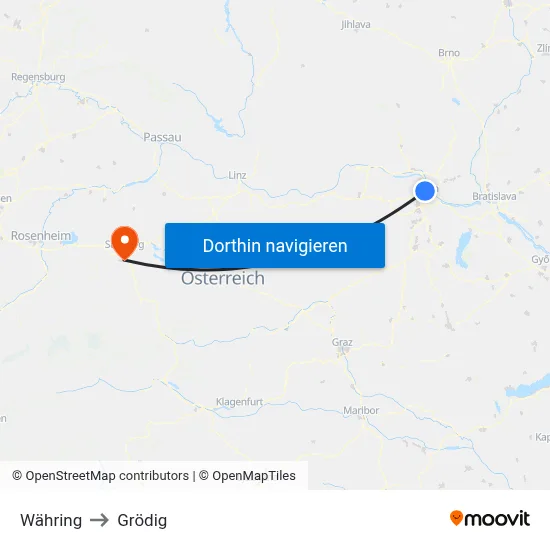 Währing to Grödig map
