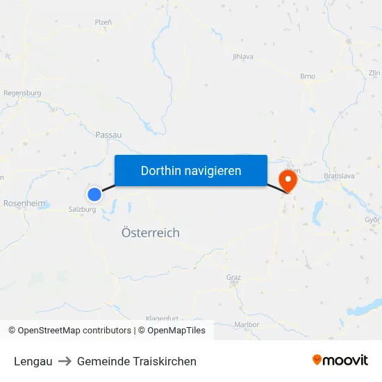 Lengau to Gemeinde Traiskirchen map