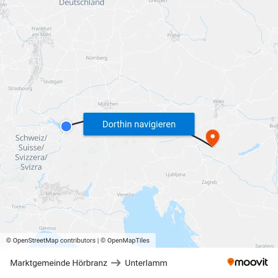 Marktgemeinde Hörbranz to Unterlamm map
