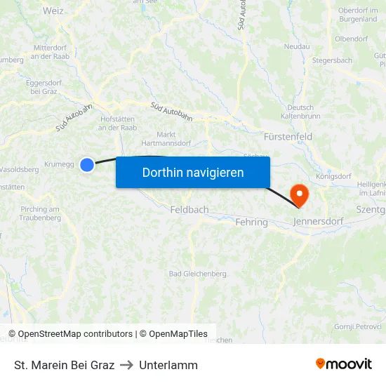 St. Marein Bei Graz to Unterlamm map