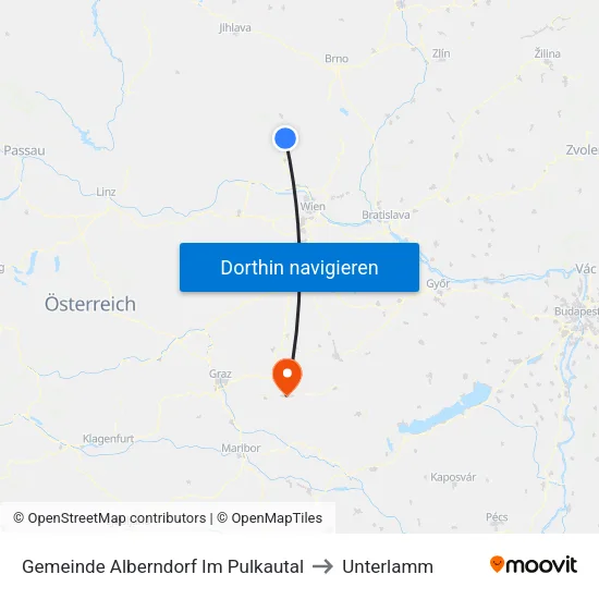 Gemeinde Alberndorf Im Pulkautal to Unterlamm map