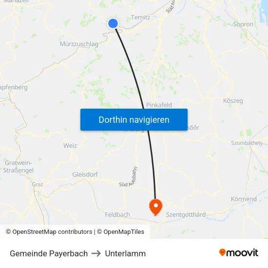 Gemeinde Payerbach to Unterlamm map