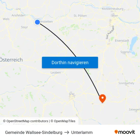 Gemeinde Wallsee-Sindelburg to Unterlamm map