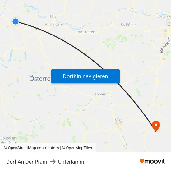 Dorf An Der Pram to Unterlamm map