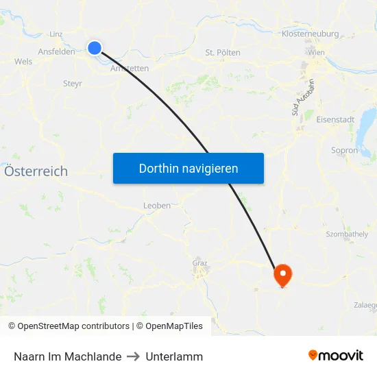 Naarn Im Machlande to Unterlamm map