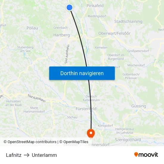 Lafnitz to Unterlamm map