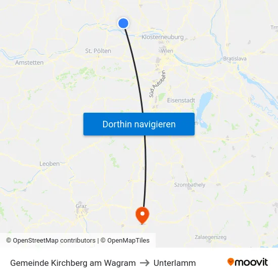 Gemeinde Kirchberg am Wagram to Unterlamm map