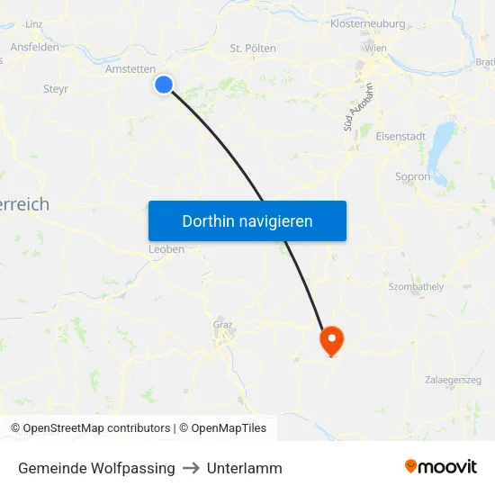 Gemeinde Wolfpassing to Unterlamm map