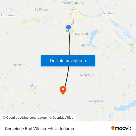 Gemeinde Bad Vöslau to Unterlamm map
