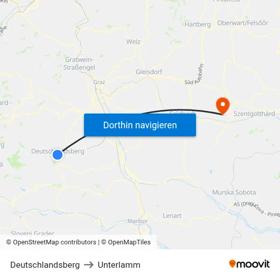 Deutschlandsberg to Unterlamm map