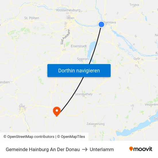 Gemeinde Hainburg An Der Donau to Unterlamm map
