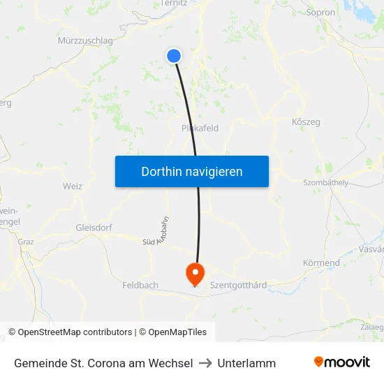 Gemeinde St. Corona am Wechsel to Unterlamm map