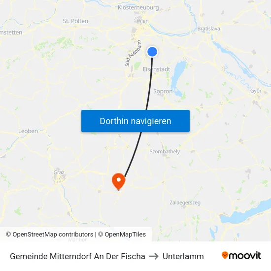 Gemeinde Mitterndorf An Der Fischa to Unterlamm map