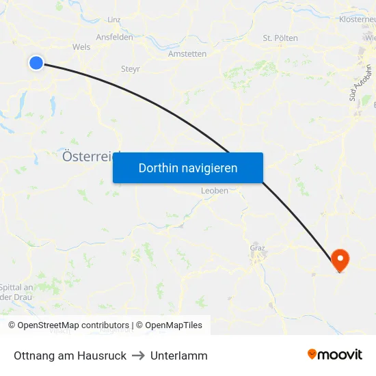 Ottnang am Hausruck to Unterlamm map