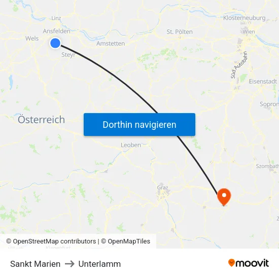 Sankt Marien to Unterlamm map