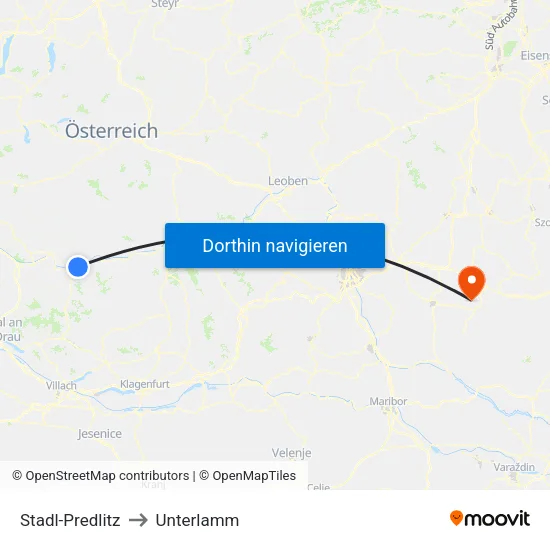 Stadl-Predlitz to Unterlamm map