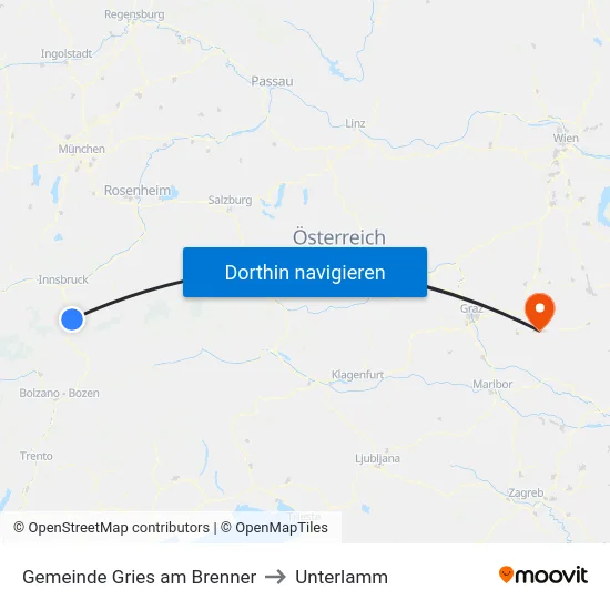 Gemeinde Gries am Brenner to Unterlamm map