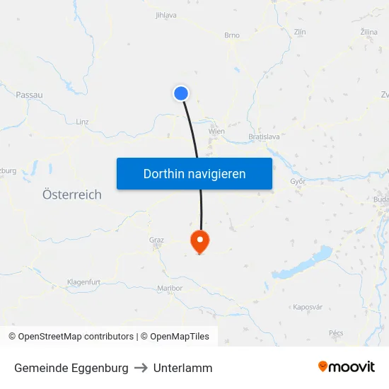 Gemeinde Eggenburg to Unterlamm map