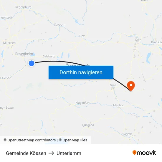 Gemeinde Kössen to Unterlamm map