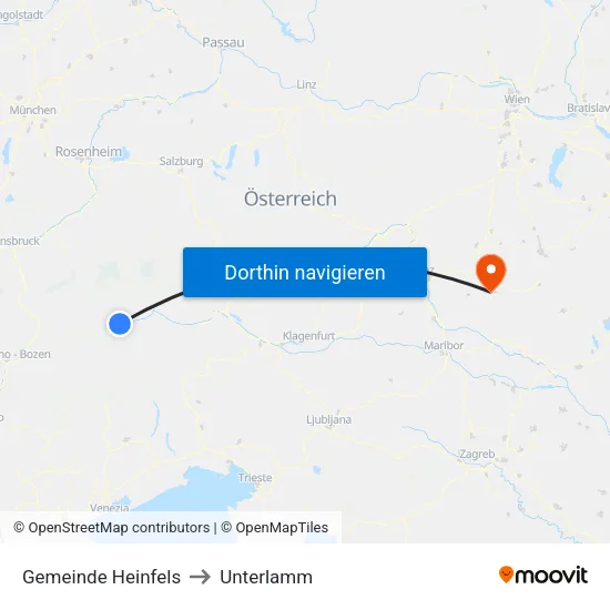 Gemeinde Heinfels to Unterlamm map