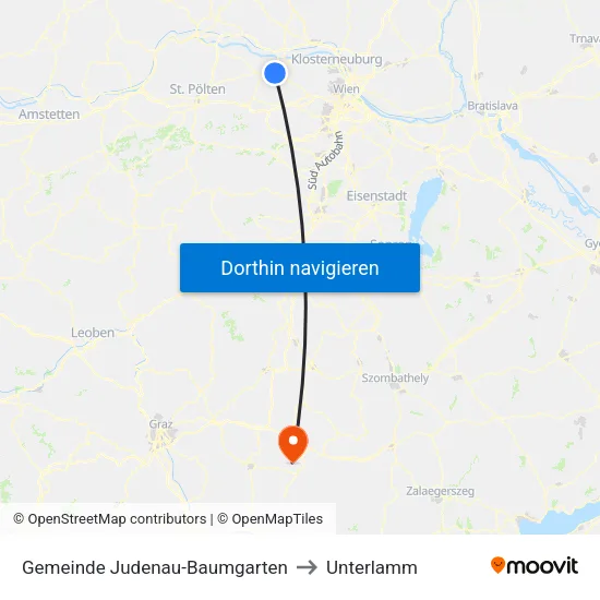 Gemeinde Judenau-Baumgarten to Unterlamm map