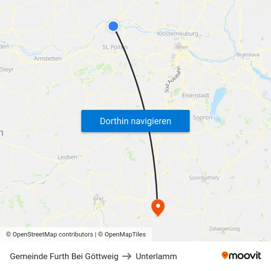 Gemeinde Furth Bei Göttweig to Unterlamm map