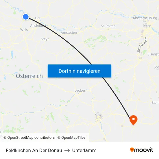 Feldkirchen An Der Donau to Unterlamm map