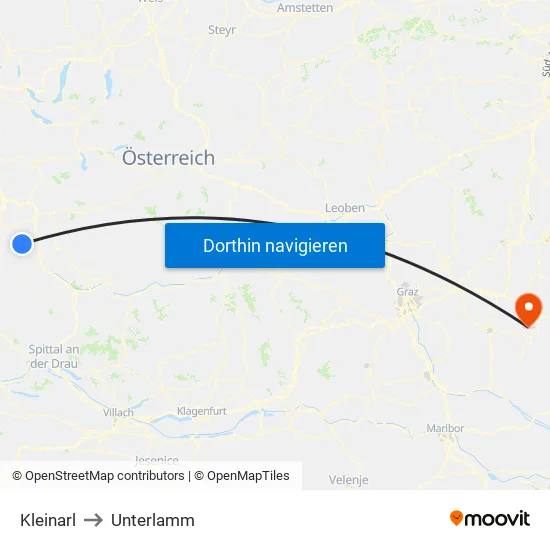 Kleinarl to Unterlamm map