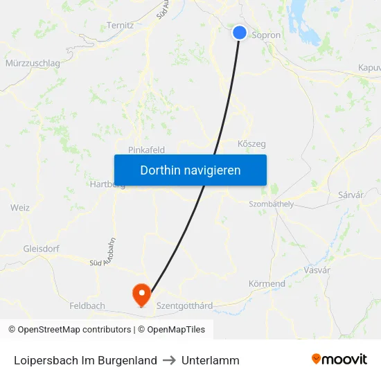 Loipersbach Im Burgenland to Unterlamm map