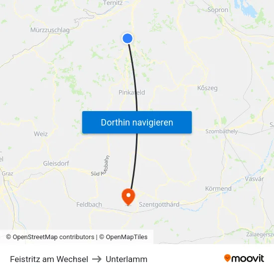 Feistritz am Wechsel to Unterlamm map