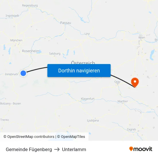 Gemeinde Fügenberg to Unterlamm map