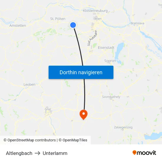 Altlengbach to Unterlamm map