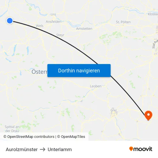 Aurolzmünster to Unterlamm map