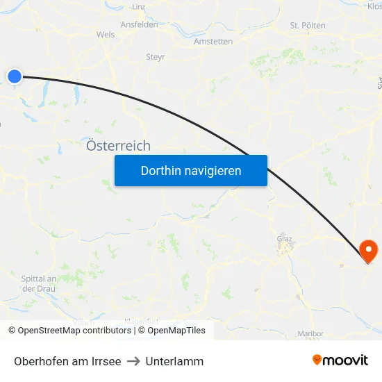 Oberhofen am Irrsee to Unterlamm map